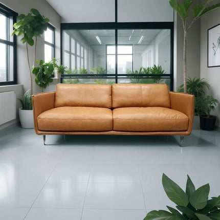 Moon 3-seater sofa with genuine leather